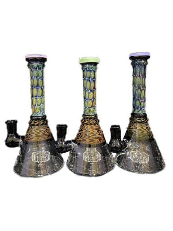 8" Handmade Glass Beaker Bong w- Fumed Accent...