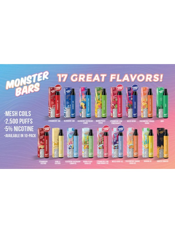 Monster Bars Disposable Vape -  Smooth Tobacco